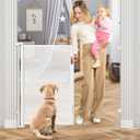 42 Inch Extra Tall Baby Gates for Doorways 55" Wide Retractable Dog Gate Indoor 3.5ft Extra Tall Baby Gates for Dogs Outdoor Retractable Gate for Stairs Prevent Kids/Pets from Jumping Over, White