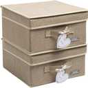 YueYue Foldable Fabric Closet Organizer Bins Box Storage - 2 Pack 12.4 X 12 X 6.7 Inch Storage Bins With Lids Boxes Linen - Bins Storage Box Collapsible Cloth Pack Lid