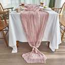 IVAPUPU 2 Pcs Cheesecloth Table Runner - 10ft Dusty Pink Boho Rustic Gauze Cheese Cloth Table Runner for Baby Shower Decorations Wedding Party Spring Garden Farmhouse Mothers Day Decor