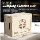 Plyo Box - 3-in-1 Wood Plyometric Jump Platform (16"x12"x8") for Home Gym Training - Ideal for Jumps, Squats & Conditioning-1 Piece