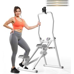 MOMODA Stair Stepper Resistance Adjustable Folding Vertical Climber Machine for Home Gym Full-Body Workout (Grey)