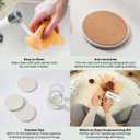 Set of 6 Floral Beige Coasters with Holder, Absorbent Ceramic Drink Coasters with Cork Backing for Table Protection, Coffee Table Décor