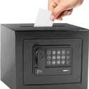 Electronic Deposit Drop Small Safe Box for Kid Money Coin Home Office Hotel Rooms Business Jewelry (Black)