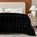 DREAMNINE Premium Soft Fluffy Faux Rabbit Fur Throw Blanket for Couch 50" x 60", Decorative 3D Plaid Warm Thick Fuzzy Fur Blankets for Winter, Reversible Luxury Shaggy Cozy Plush Furry Blanket, Black