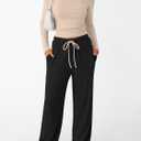 Trendy Queen Women's 2 Piece Matching Lounge Set Long Sleeve Side Ruching Top Wide Leg Drawstring Pants Set with Pockets, Large