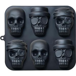 JETKONG Skull Cake Pan Silicone Skulls Cakelet Mold Skull Pirate Cake Tin Baking Pan (Black)