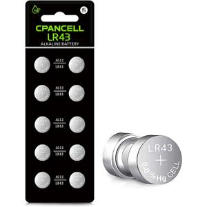 CPANCELL AG12 Battery 386 sr43 Battery L1142 Battery LR43 D386 L1142 D301 186 SR43 1.5v Alkaline Button Batteries (10 Count)
