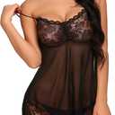 Avidlove Lace Babydoll Lingerie Sexy Mini Chemise Mesh Wedding Nightie Bridal Nightdress 2XL