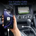 Snisre Car Carplay Cable, USB A to USB C Cable 3FT, Fast Charger Cord for iPhone 17/16/15 Pro Max/Plus/16E, Car Charging Cord（White, 3FT）