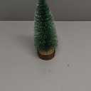 4 PCS Artificial Mini Christmas Trees, 7.9IN Bottle Brush Trees with 2 Modes Timer LED String Lights, Button Cell Battery Powered Desktop Pine Trees with Wooden Base for Home Xmas Decor (Warm White)