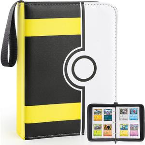Collectible Trading Card Binder, 400 Pockets Card Holder with 50 Removable Sleeves, Portable Collection Binder Album Book Case Storage, Zipper Card Protective Sleeves for TCG, Sports Card (Advanced Black)