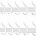 White Wall Hooks Heavy Duty, 23 Inch Coat Hooks Wall Mount with 8 Hooks,2 Packs Wall Hooks Hangers for Entryway, Bathroom - for Hanging Backpack, Bag, Coat, Purse, Hat, Towel, Clothes