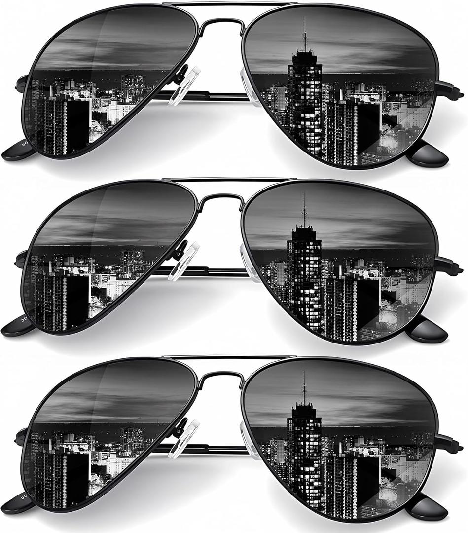 KALIYADI Classic Aviator Sunglasses for Men Women Driving Sun glasses Polarized Lens UV Blocking (2 Pack) 58mm