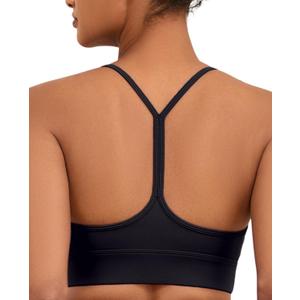 Womens Y Sports Bras Yoga Top with Removable Cups Spaghetti Thin Strap Workout Bra Tops (Medium, Black)