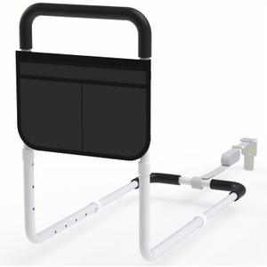 Bed Rails for Elderly Adults Safety, Bed Handle Bedside Assist, Adult Bed Rails for Seniors, Adjustable Bed Bar with Storage Pocket & Fixing Strap, Bed Cane Fits Twin, Queen, Full, King Bed (1 Pack)