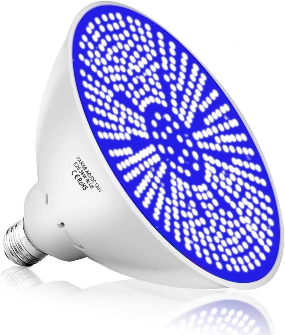 12V 36W LED Pool Bulb Ocean Blue Light, 4200lm 6500K Endless Dark Blue Color E26 Base Replacement for Incandescent Bulbs in Swimming Pool Light