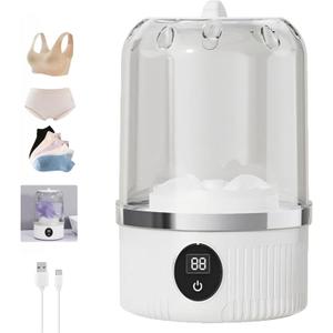 Portable Mini Washing Machine, Underwear Washer, 2025 New Mini Automatic Washing Machines, Rechargeable Cordless Washing-Machine, Compact Travel Laundry for Bra, Underwear, Socks (white)
