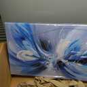 Blue White and Gray Abstract Canvas Wall Art for Living Room Framed Large Print Picture Painting Wall Decor for Bedroom Office Modern Home Abstract Wall Decorations Artwork Size 20x40 Ready to Hang