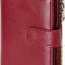 GAEKEAO Womens Wallet Small Vegan Leather RFID Blocking Bifold Zipper Pocket Wallet Card Case Purse with ID Window