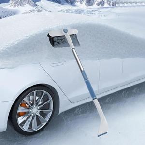 3 In 1 Snow Brush and Ice Scraper for Car Windshield TORCARVH Extendable Snow Removal 360 Pivoting Vehicle Winter Shovel Brush Snow Scraper with Long Handle for Car SUV Trucks (White)