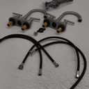 Bathroom Faucets for Sink 3 Hole, Hurran 4 inch Brushed Nickel Bathroom Sink Faucet with Pop-up Drain and Supply Hoses, Stainless Steel Lead-Free Centerset Faucet for Vanity RV, 2 Pack