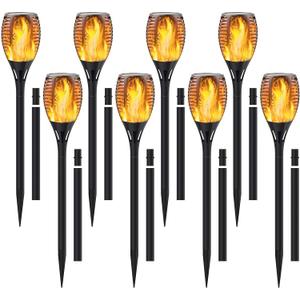 Solar Torch Light with Extension Rod, Solar Lights Outdoor with Flickering Flame, Waterproof Outdoor Lighting Fire Pathway Lights Landscape Decoration for Garden Yard Lawn Patio, 8Pack