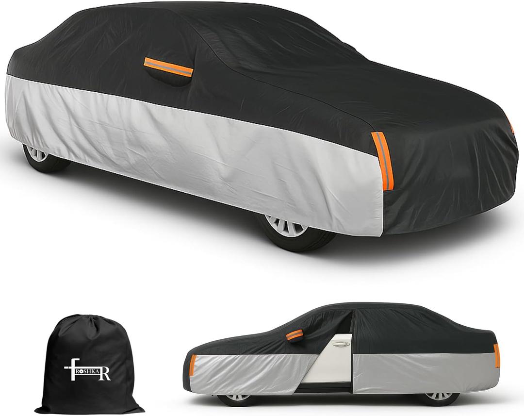 Sedan Car Cover Waterproof All Weather, Outdoor Car Covers for Automobiles, Universal fit for Sedans (Length 185-193 inch)