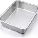 P&P CHEF Lasagna Pan, Rectangular Cake Pan Roaster Pasta Baking Cookie Sheet Pans Stainless Steel, Heavy Duty & Durable, Oven & Dishwasher Safe, 12.7" L x 3.2" H