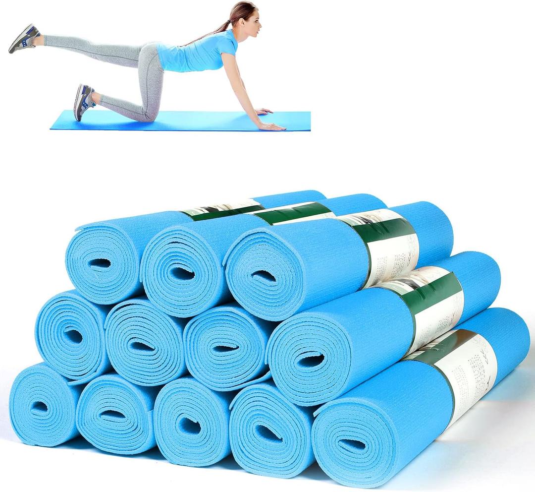 Amylove 12 Pieces Yoga Mats Bulk 68x24x0.12 Inch Exercise Non Slip Fitness Workout Mats for Women Men Home Workout Gym Yoga