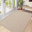 DEXI Indoor Door Mat 36x56, Washable Entrance Mats with Non Slip Rubber Back, Ultra Thin Entryway Mats Absorbent Dirt Carpper Front Back Doormat for Entry Floor Inside Home, Beige (3' x 4'8" (Rectangular))