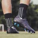 1 Set Anti-Slip Grip Soccer Socks with Shin Guard Sleeves, Sports Athletic Socks for Men Women