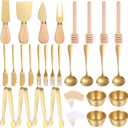 48Pcs Charcuterie Boards Accessories Gold Charcuterie Utensils Butter Spreader Knives Set Stainless Steel Cheese Mini Serving Tongs Spoons Forks Dipping Bowls Toothpick Flags Utensil for Pastry Making