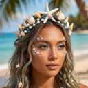 Mermaid Crown Seashell Starfish Tiara Beach Ocean Headband for Women