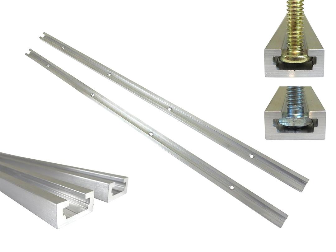 Lot 2 Each, 36" Aluminum T Track 3/4" by 3/8" Slot, Accepts 1/4" Hex Bolts, 1/4" or 5/16" T Bolts, Countersunk Holes Every 6" 112122