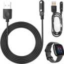 Smart Watch Charger Cable, Universal Magnetic SmartWatch Accessories Charger Cable 4 Pin Cord, Charger Contact pin spacing 7.62 mm (1, Black)
