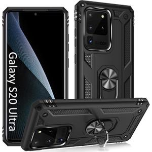 ADDIT S20 Ultra Case, Phone Case for Samsung Galaxy S20 Ultra Case,with Kickstand Ring,Adjustable Stand,Military Grade,Heavy Duty Protection,Shockproof,Anti-Fingerprint,Support Magnet Car Mount,Black
