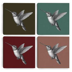 4 Pcs Vintage Hummingbird Gifts Hummingbird Decor Bird Lovers Garden Farmhouse Bathroom Home Girls Room Wall Decor Canvas Wall Art Artwork for Walls Paintings Pictures Framed Art Prints 7.8X7.8 Inch