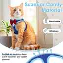 Cat Vest Harness and Leash Set for Walking, Escape Proof, Adjustable Kitten Harness, Breathable Mesh with Reflective Strips, Detective Conan-Inspired Design, Blue, Medium