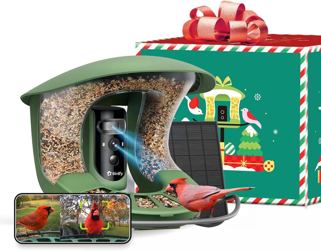 Birdfy 2 Smart Bird Feeder with Camera, AI Identifies 6000+ Bird Species, Dual-Lens 2K+1080P Camera for Live Streaming & Close-Up Photos, Solar-Powered Backyard Birdwatching Gift for Christmas