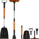 Ice Scraper and Snow Brush Kit, 5 in 1 Extendable Snow Shovel Snow Broom with Foam Grip, 180 Pivoting Brush Head Snow Scraper for Car, Truck, SUV
