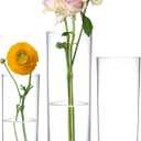 KLIFA- Carlsbad- Set of 3 pcs, 7, 9 & 10 Inch Tall, Plastic Cylinder Vases for Centerpieces, Acrylic Flower Vase for Wedding Centerpieces, Home Decorations, Clear