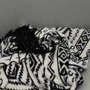 CASAAGUSTO Boho Throw Blanket - Black and White Decorative Blankets with Tassel, Printed Flannel Bohemian Blanket for Chair, Bed, Sofa, Couch(60 * 80, Black and White)