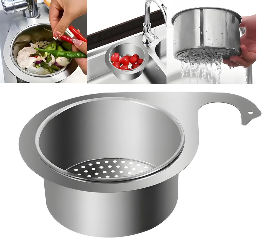 Premium Stainless Steel Swan Sink Strainer Basket, Multi-Functional Kitchen Sink Faucet Hanging Drain Basket and Strainer, Food Waste Filter Quick Drain Vegetable Washing Draining Basket Sink Strainer