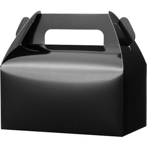 UnicoPak 30 Pack Black Gable Treat Boxes, Party Favor Boxes, Gift Boxes for Kids, for Snacks, Candy, Toys, Birthday Party, Wedding, Halloween, Christmas  6.5x3.5x3.5 Inches
