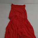 Women Tube Top Dress Tiger Stripe Mesh Patchwork Maxi Dress Strapless Sexy High Slit Long Dresses Party Clubwear (Large, Red)