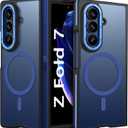 GaoBao Magnetic for Samsung Galaxy Z Fold 7 Case [Compatible with Mag-Safe] [Military-Grade Protection] Slim Translucent Matte Shockproof Case for Z Fold7 5G 8.0", Black/Blue