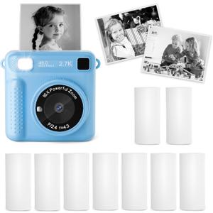Kids Instant Print Camera with 9 Rolls BPA-Free Photo Print Paper