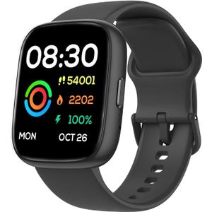 Smart Watch for Men Women Compatible with iPhone Samsung Android Phone 1.69 inch Full Touch Screen IP68 Waterproof Bluetooh Fitness Tracker Heart Rate/Sleep Monitor (Matte Black)