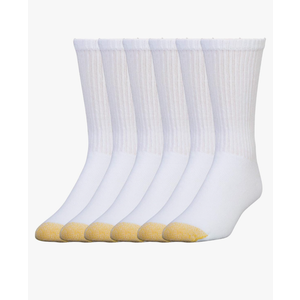 GOLDTOE Men's 656S Cotton Crew Athletic Socks, Multipairs 6 Pack, Large