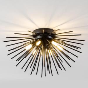 Black Flush Mount Ceiling Lights, Mid Century Starburst Sputnik Chandeliers, 6-Light Close to Ceiling Lighting Fixtures for Bedroom Kitchen Hallway Entryway Closet, G9 Socket